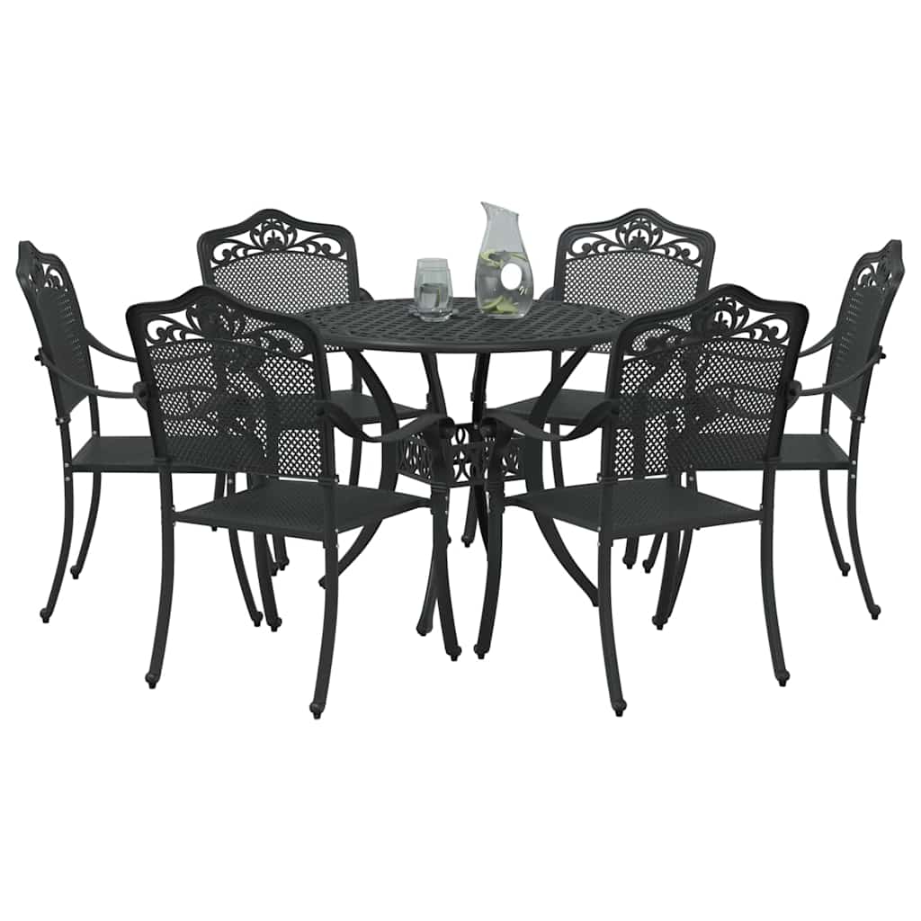 vidaXL Zestaw do jadalni w ogrodzie 7 pcs Czarny Aluminium