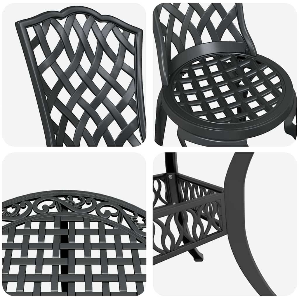 vidaXL Zestaw do jadalni w ogrodzie 7 pcs Czarny Aluminium