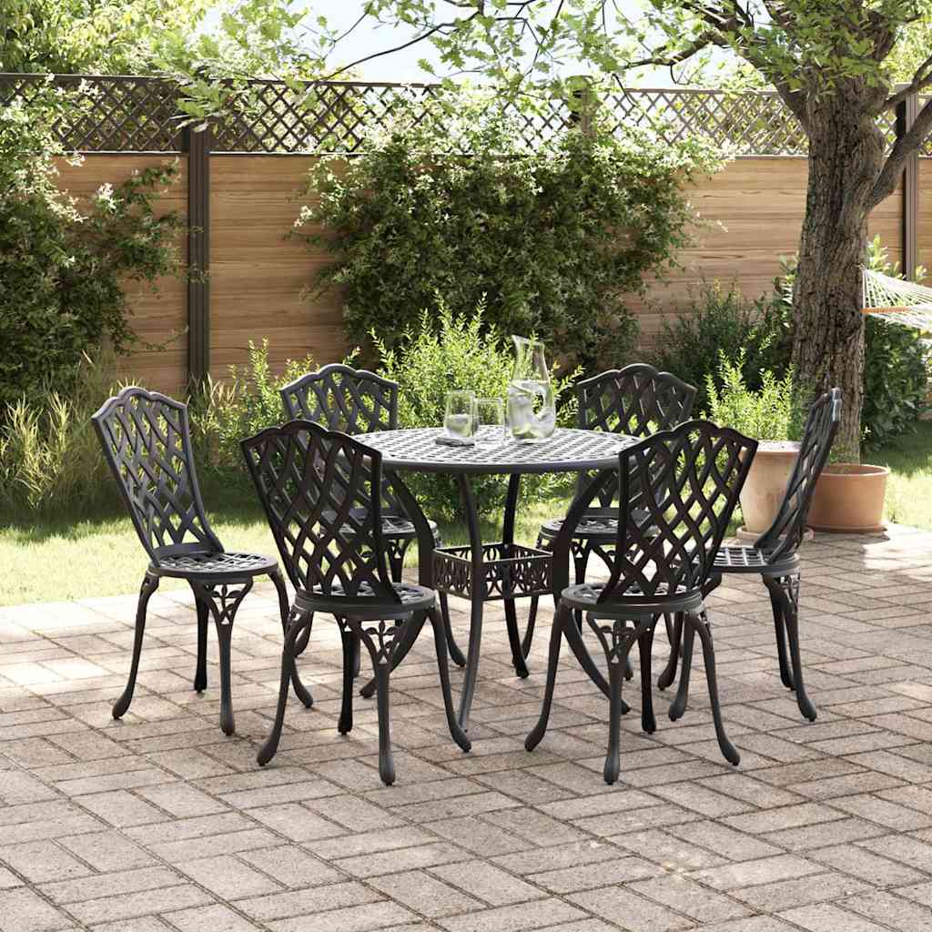 vidaXL Zestaw do jadalni w ogrodzie 7 pcs Czarny Aluminium