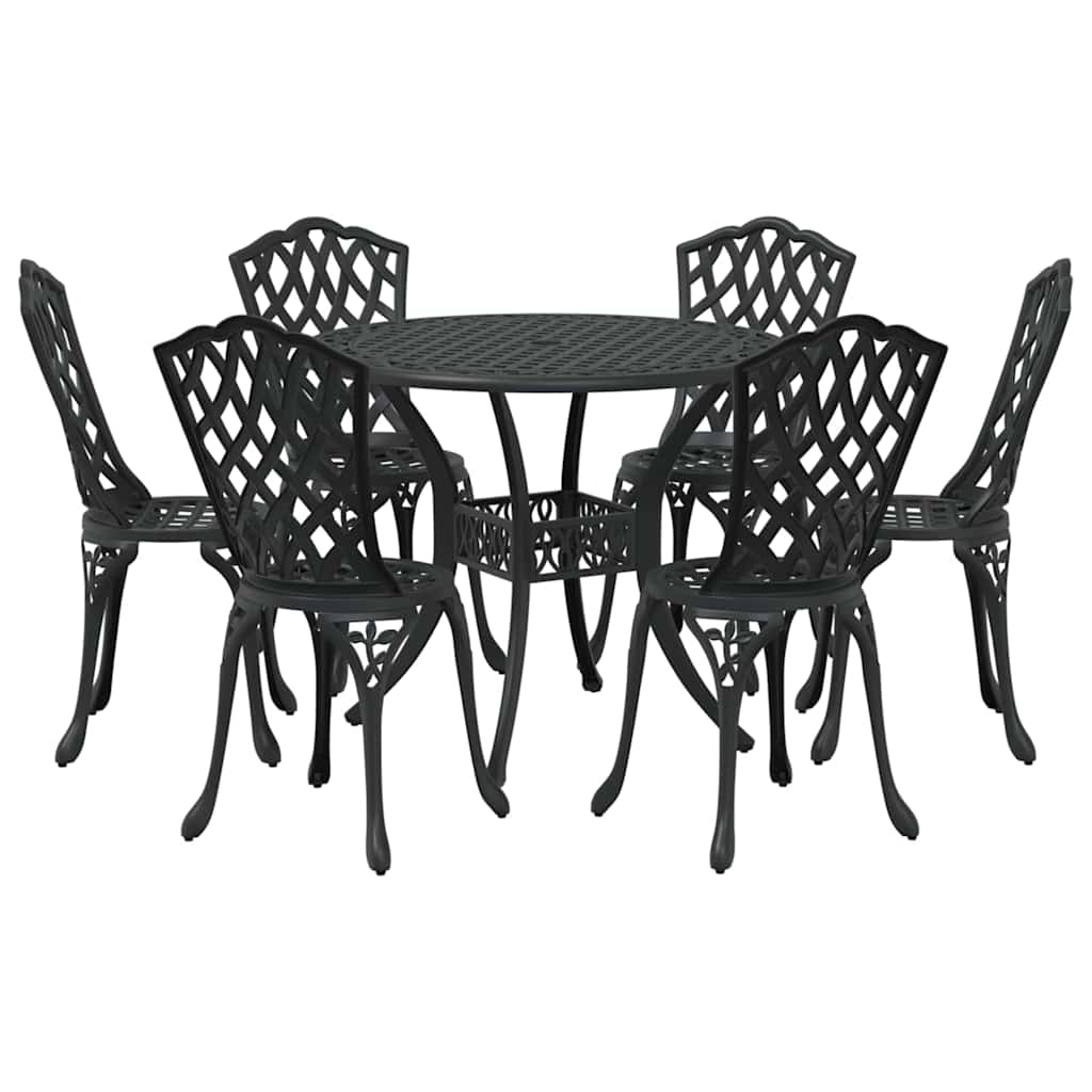 vidaXL Zestaw do jadalni w ogrodzie 7 pcs Czarny Aluminium