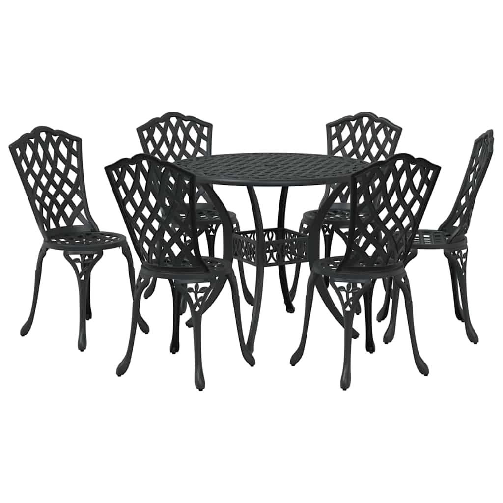 vidaXL Zestaw do jadalni w ogrodzie 7 pcs Czarny Aluminium