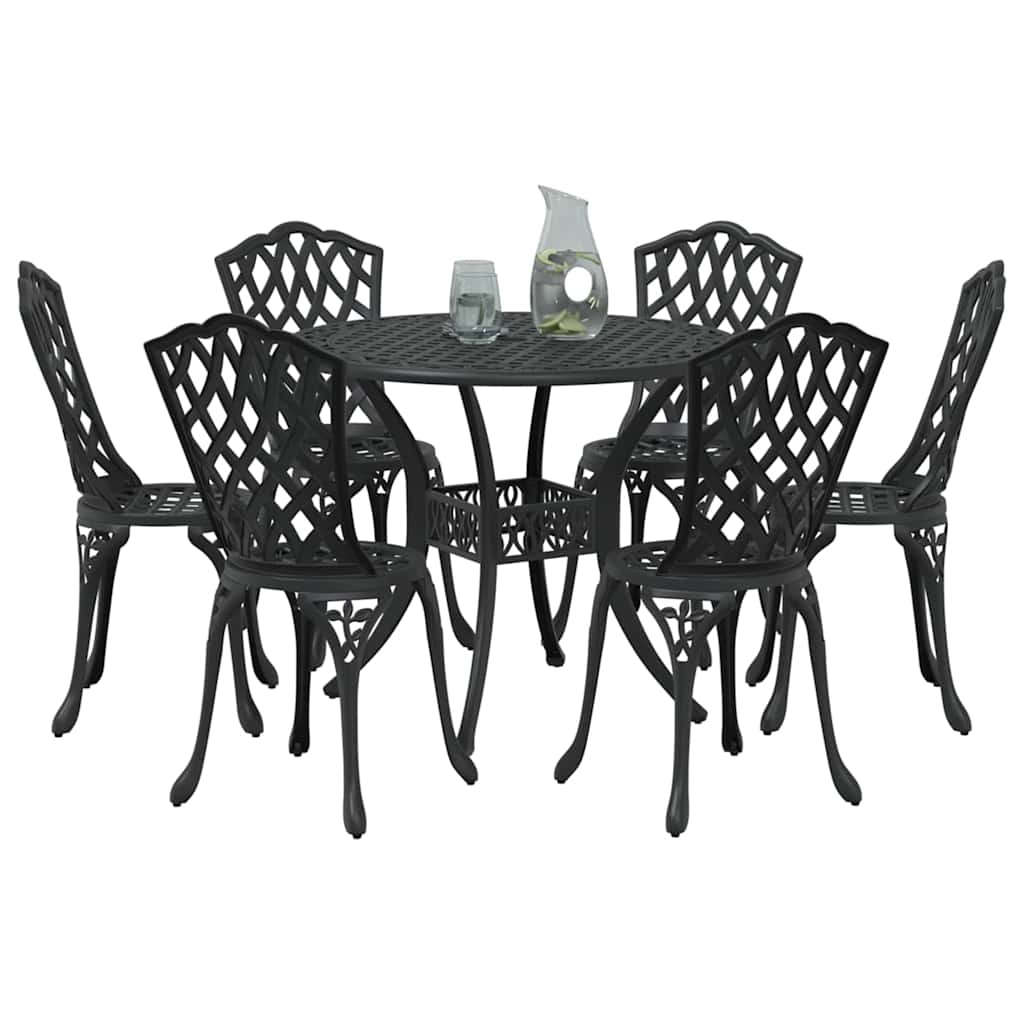 vidaXL Zestaw do jadalni w ogrodzie 7 pcs Czarny Aluminium