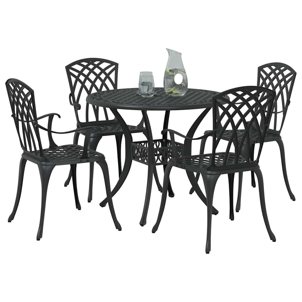 vidaXL Zestaw do jadalni w ogrodzie 5 pcs Czarny Aluminium