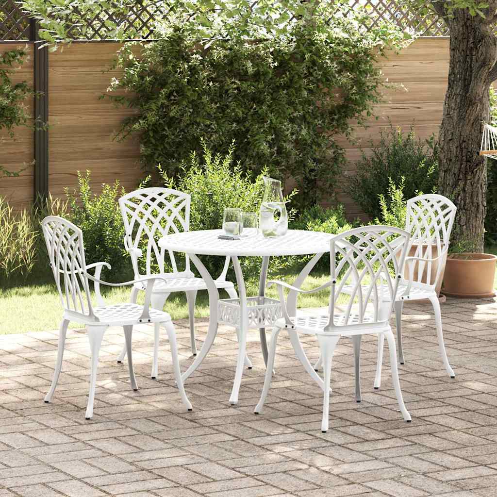 vidaXL Zestaw do jadalni w ogrodzie 5 pcs Biały Aluminium