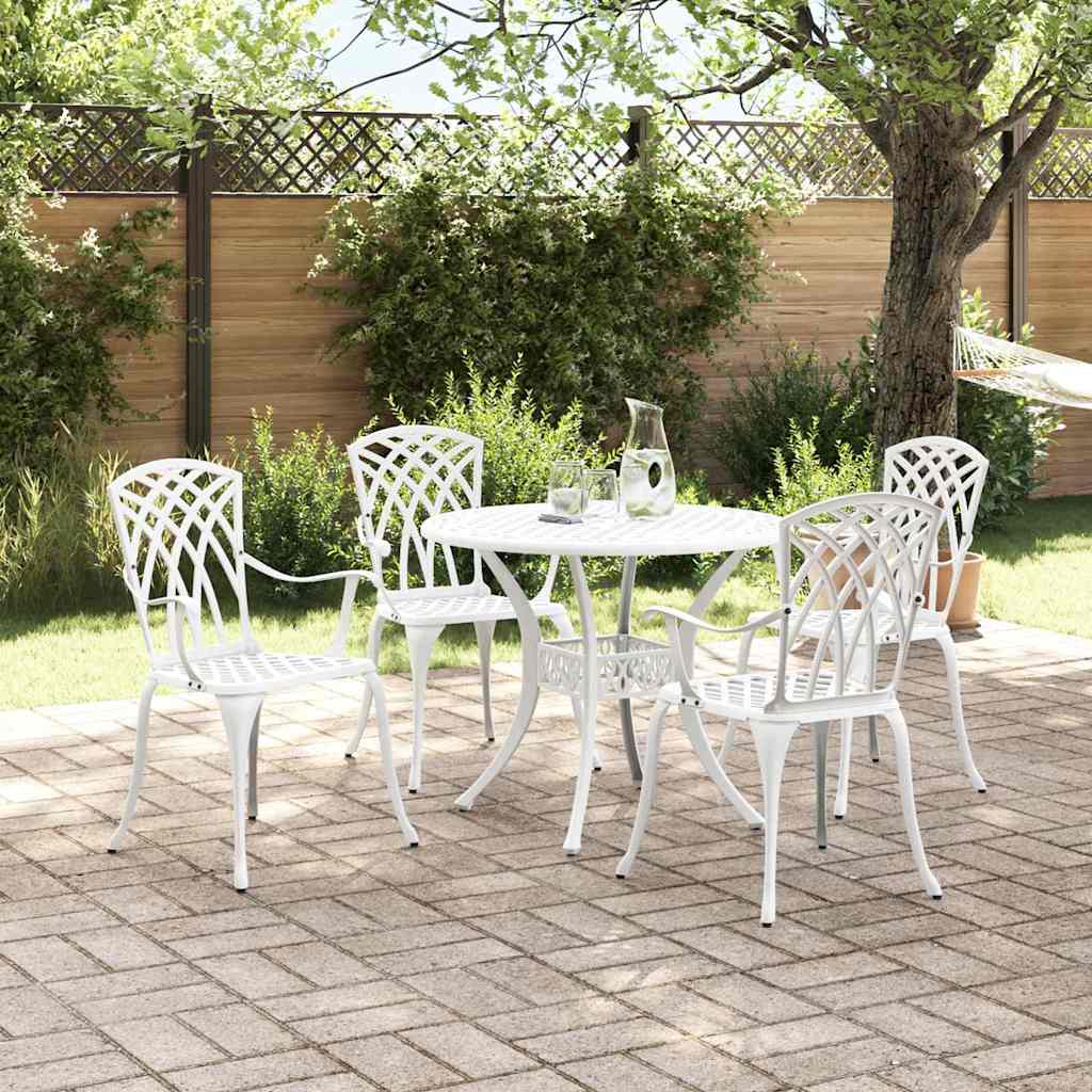 vidaXL Zestaw do jadalni w ogrodzie 5 pcs Biały Aluminium