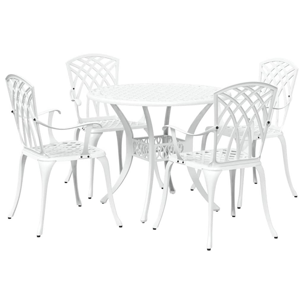 vidaXL Zestaw do jadalni w ogrodzie 5 pcs Biały Aluminium
