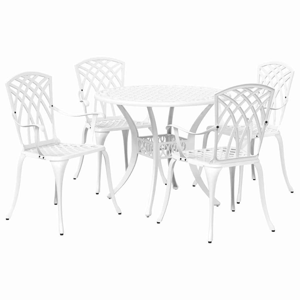 vidaXL Zestaw do jadalni w ogrodzie 5 pcs Biały Aluminium