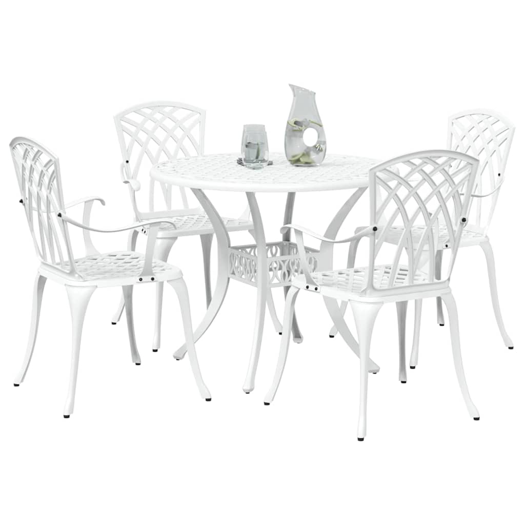 vidaXL Zestaw do jadalni w ogrodzie 5 pcs Biały Aluminium
