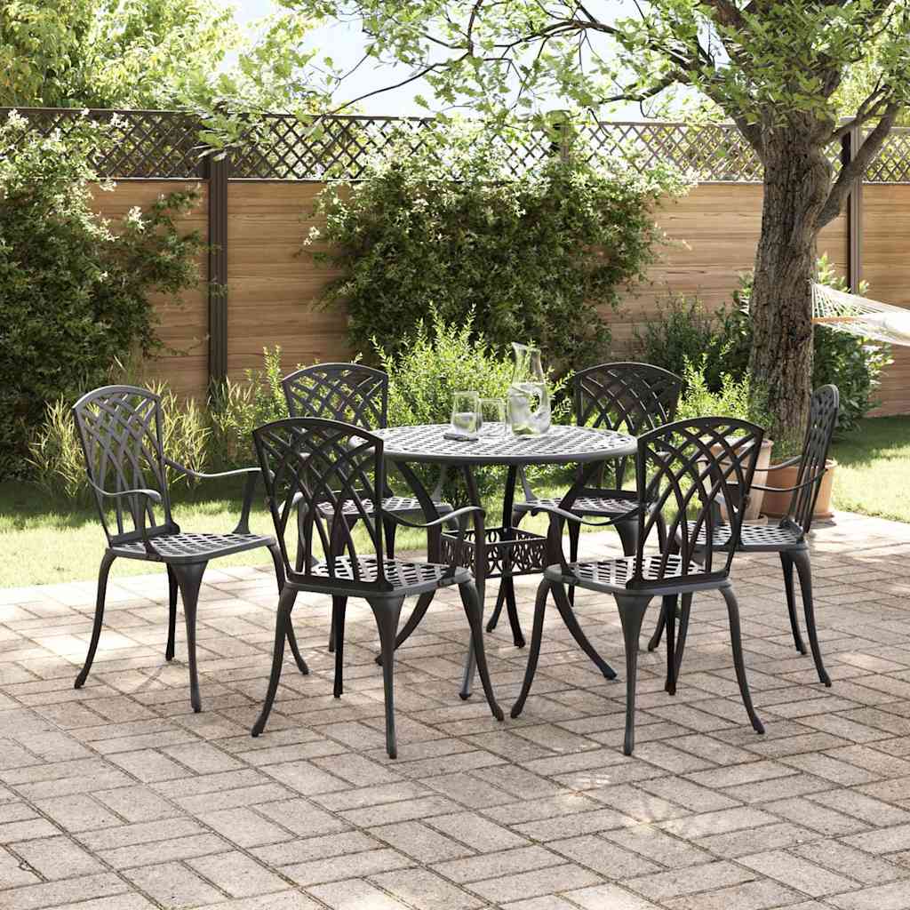 vidaXL Zestaw do jadalni w ogrodzie 7 pcs Czarny Aluminium