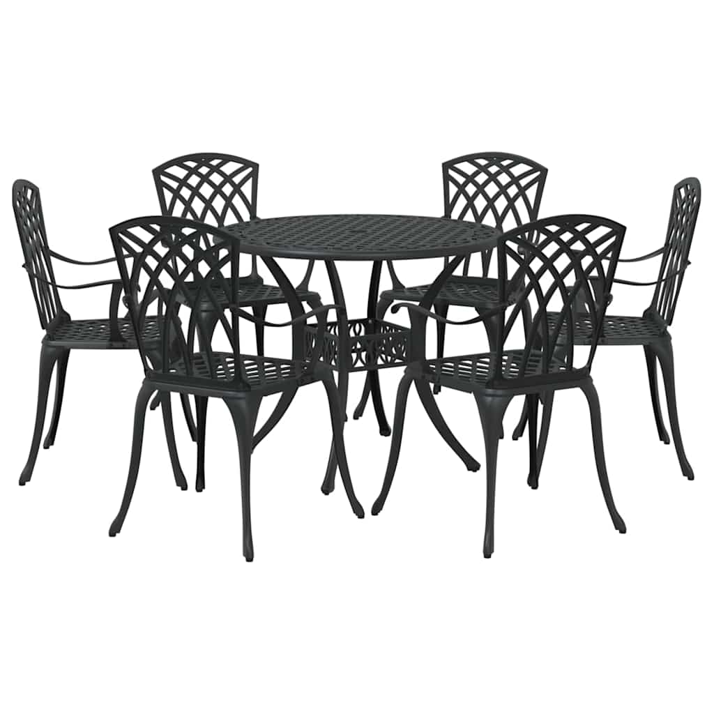 vidaXL Zestaw do jadalni w ogrodzie 7 pcs Czarny Aluminium