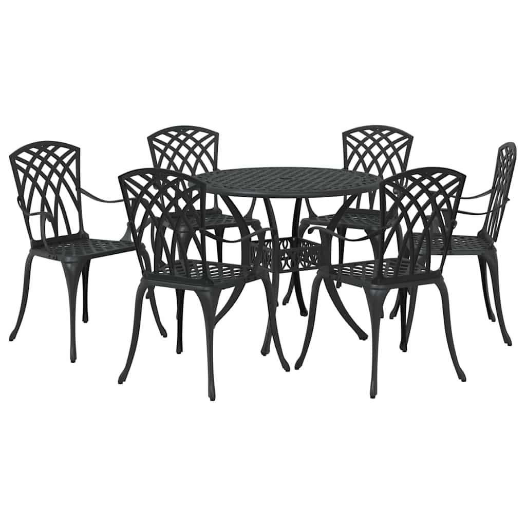 vidaXL Zestaw do jadalni w ogrodzie 7 pcs Czarny Aluminium