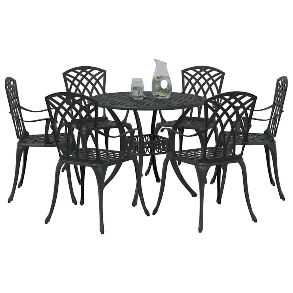 vidaXL Zestaw do jadalni w ogrodzie 7 pcs Czarny Aluminium
