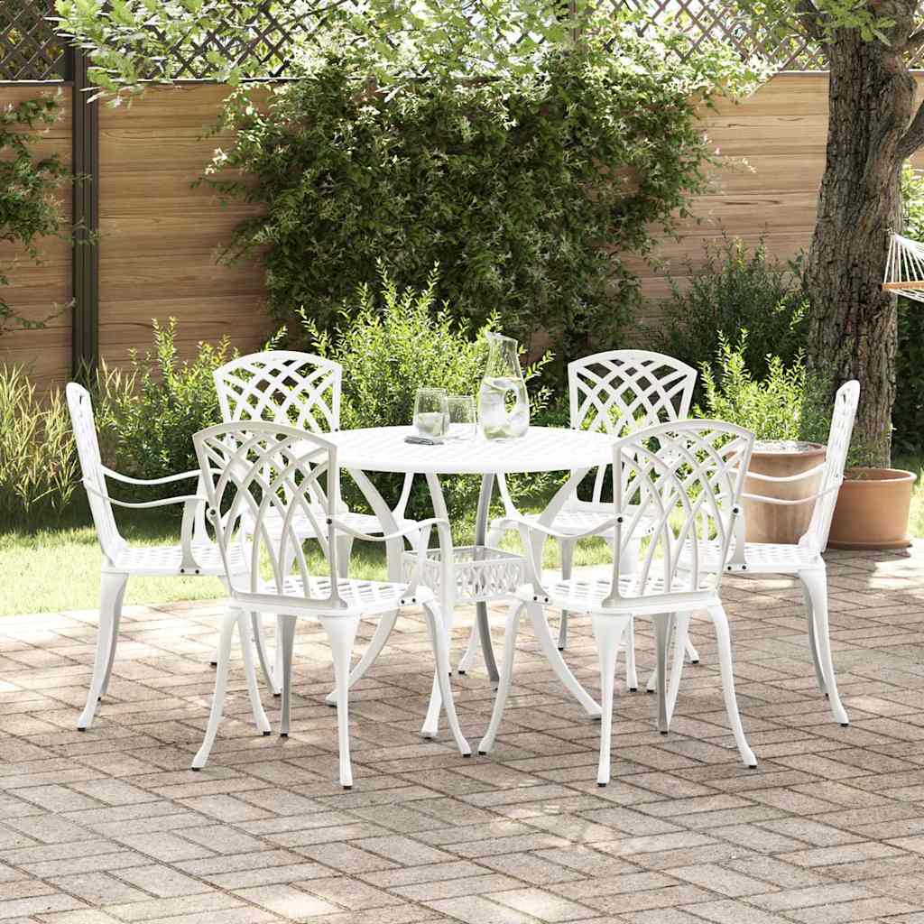 vidaXL Zestaw do jadalni w ogrodzie 7 pcs Biały Aluminium