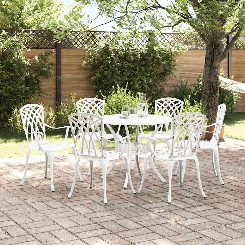 vidaXL Zestaw do jadalni w ogrodzie 7 pcs Biały Aluminium