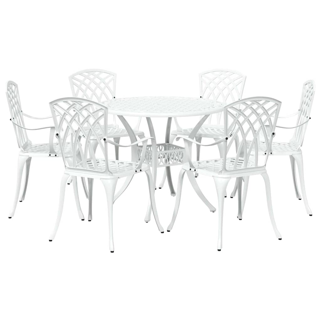 vidaXL Zestaw do jadalni w ogrodzie 7 pcs Biały Aluminium