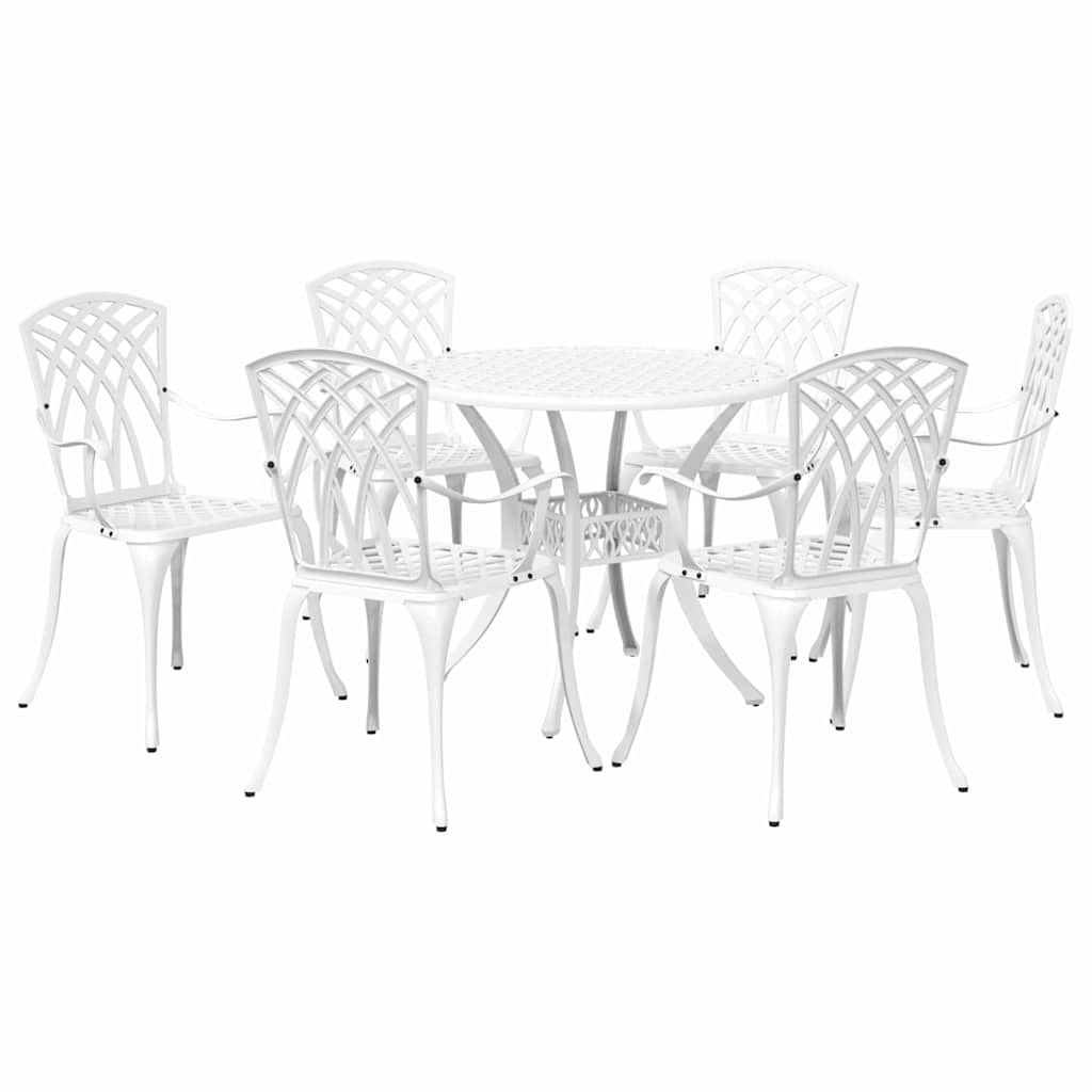 vidaXL Zestaw do jadalni w ogrodzie 7 pcs Biały Aluminium