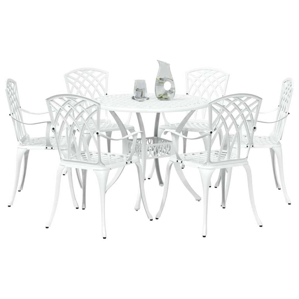 vidaXL Zestaw do jadalni w ogrodzie 7 pcs Biały Aluminium