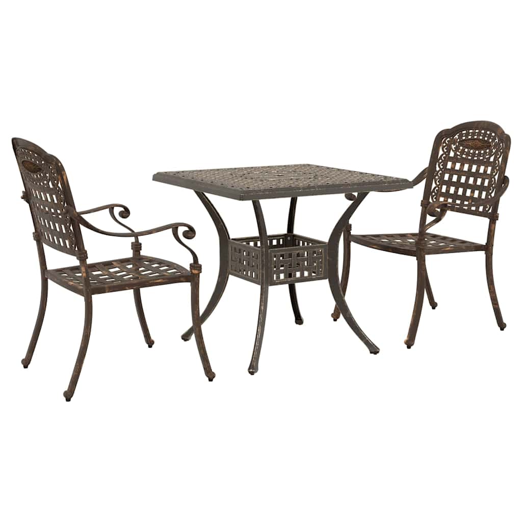 vidaXL Zestaw stołów ogrodowych 3 pcs kolor bronzu Aluminium odlewane