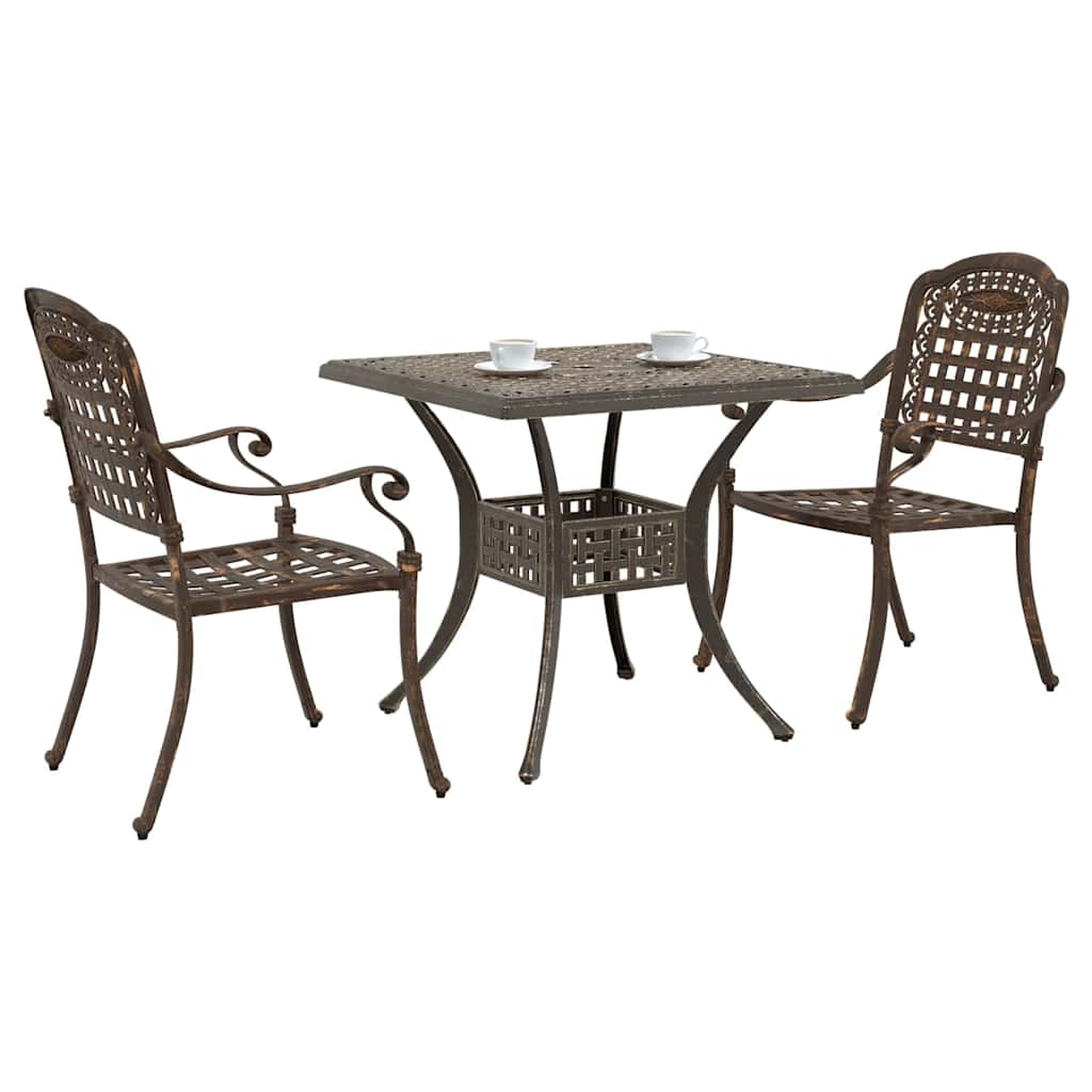 vidaXL Zestaw stołów ogrodowych 3 pcs kolor bronzu Aluminium odlewane