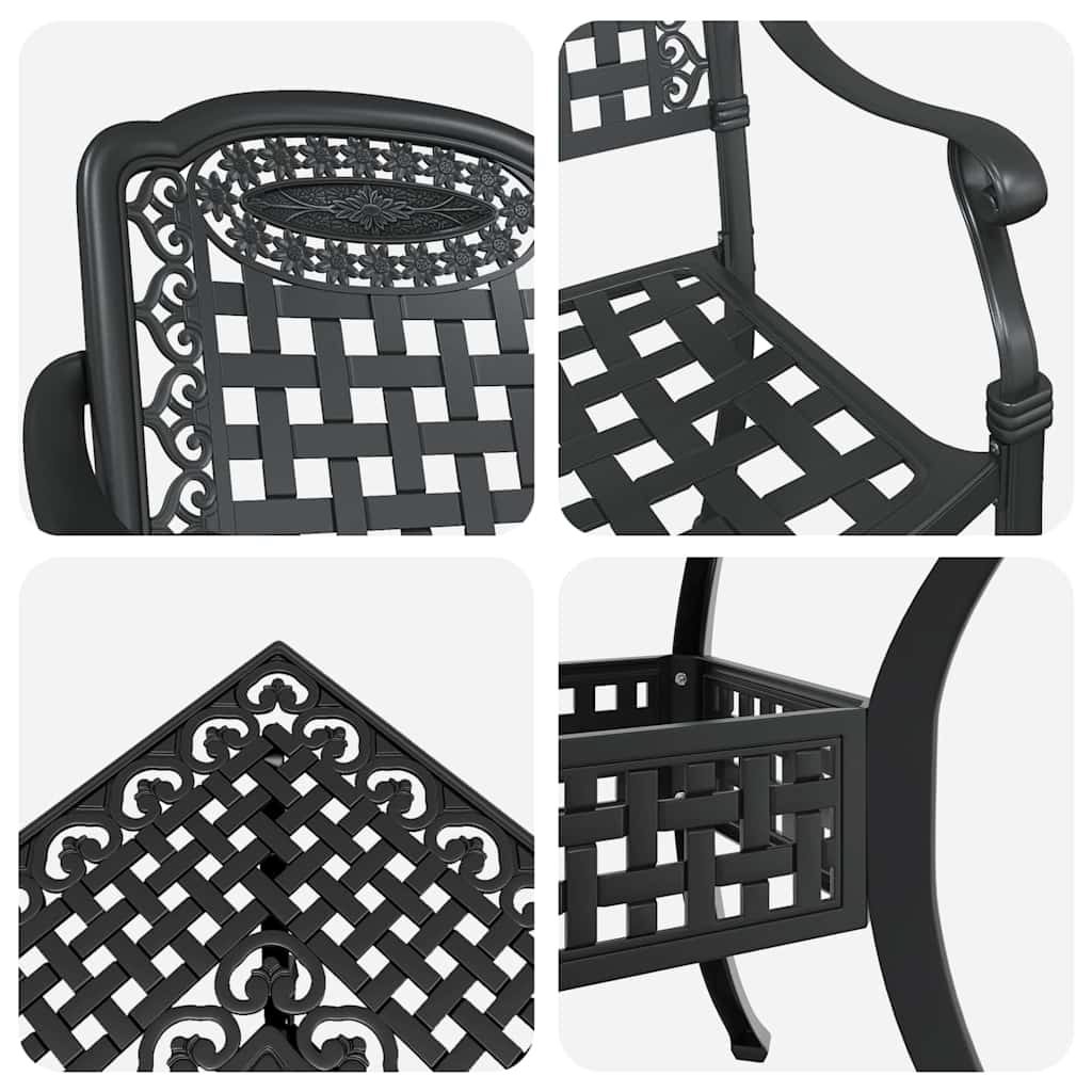 vidaXL Zestaw stołów ogrodowych 5 pcs Czarny Aluminium odlewane