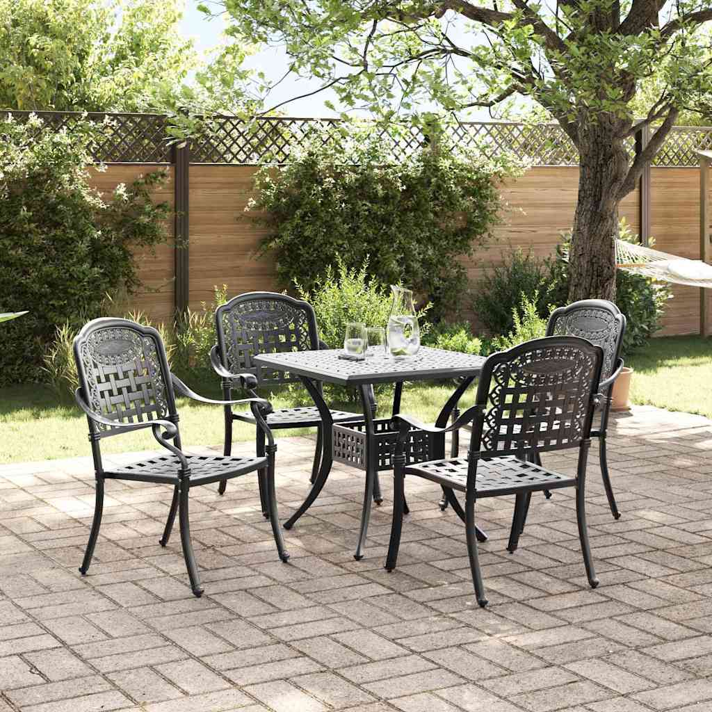 vidaXL Zestaw stołów ogrodowych 5 pcs Czarny Aluminium odlewane