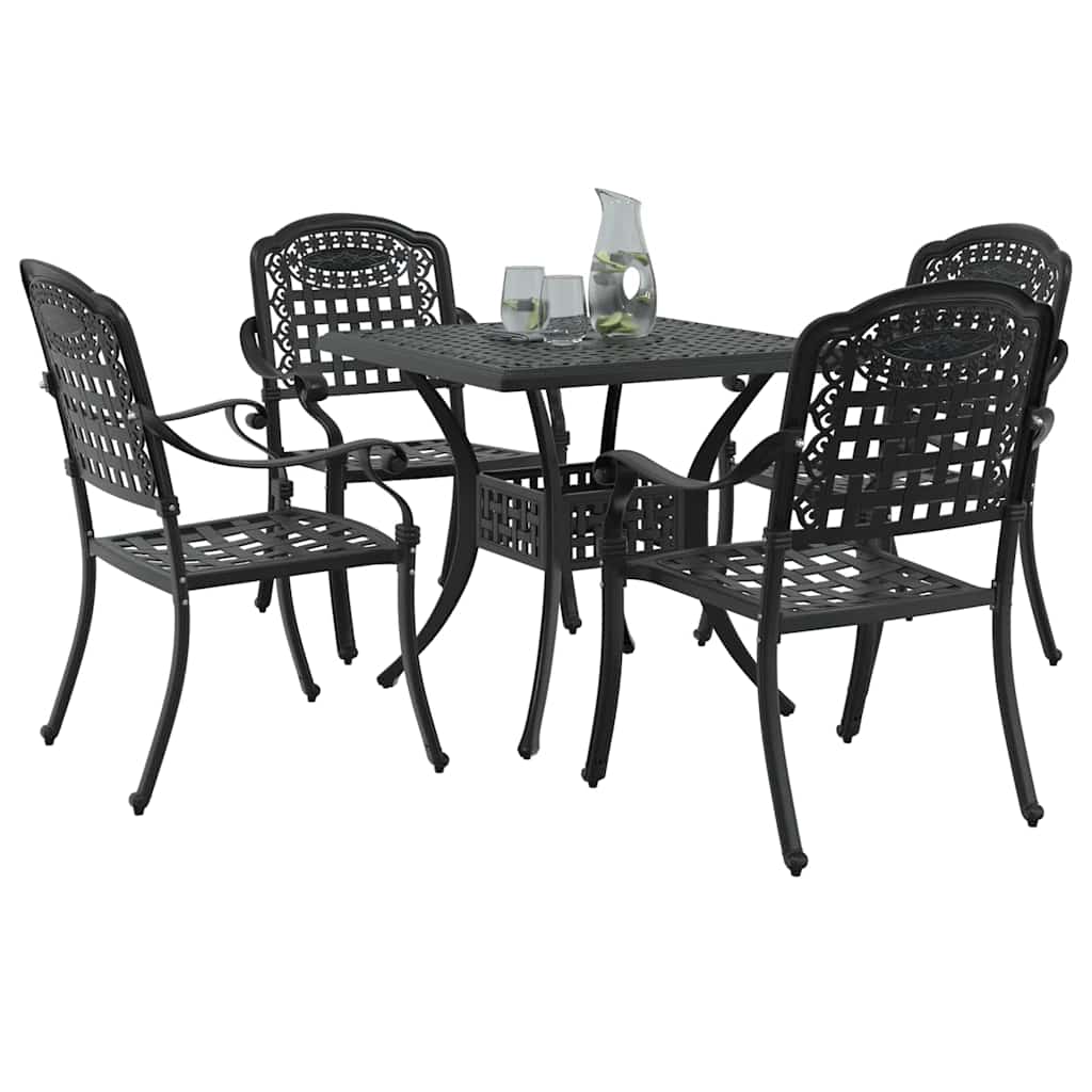 vidaXL Zestaw stołów ogrodowych 5 pcs Czarny Aluminium odlewane
