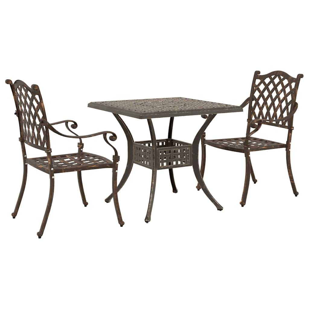 vidaXL Zestaw stołów ogrodowych 3 pcs kolor bronzu Aluminium odlewane
