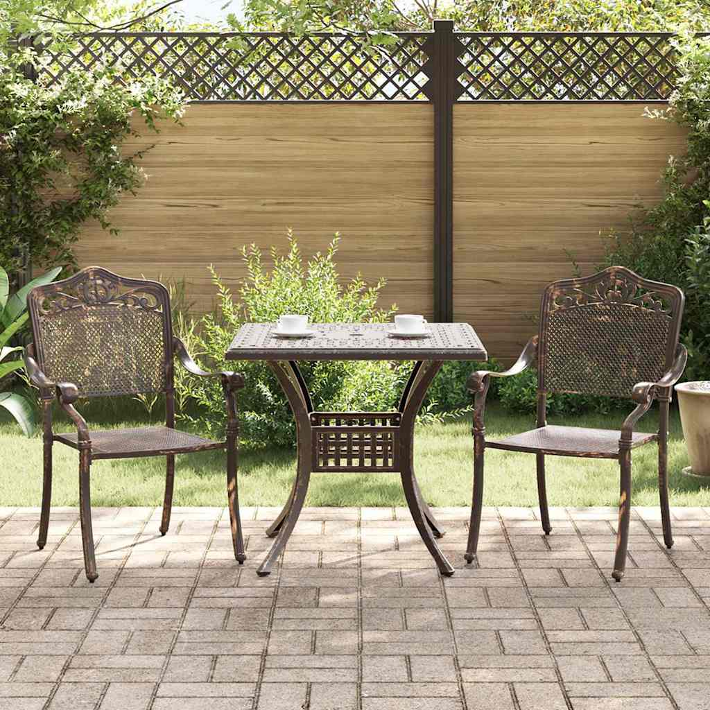 vidaXL Zestaw stołów ogrodowych 3 pcs kolor bronzu Aluminium odlewane