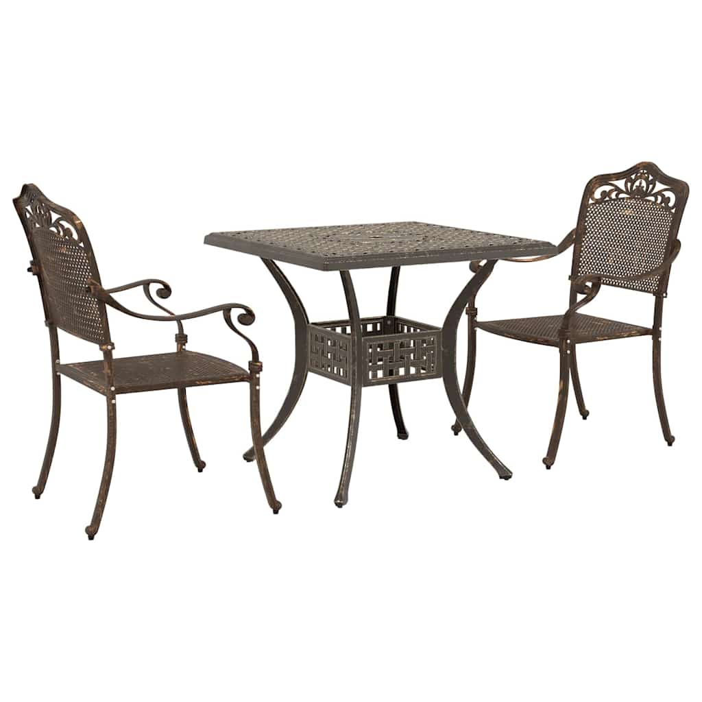 vidaXL Zestaw stołów ogrodowych 3 pcs kolor bronzu Aluminium odlewane