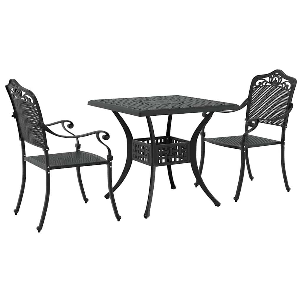 vidaXL Zestaw stołów ogrodowych 3 pcs Czarny Aluminium odlewane