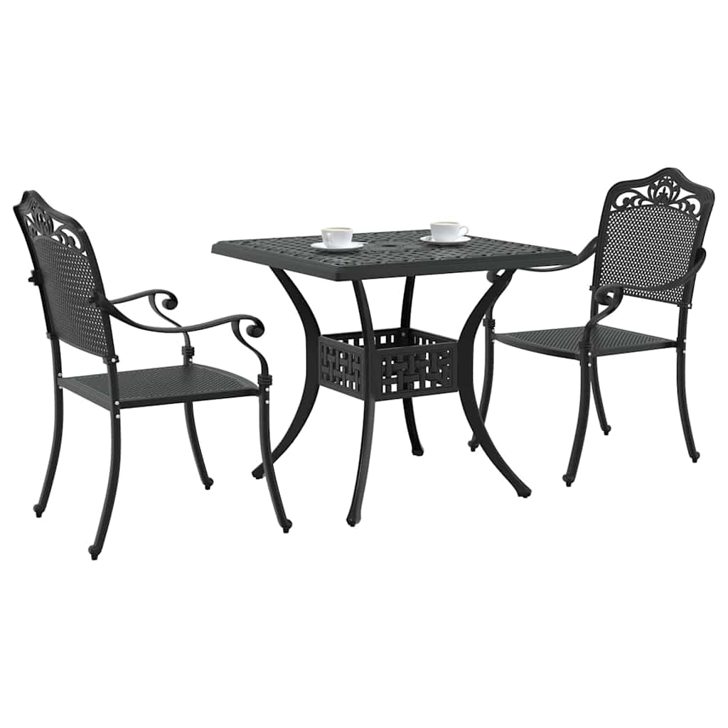 vidaXL Zestaw stołów ogrodowych 3 pcs Czarny Aluminium odlewane