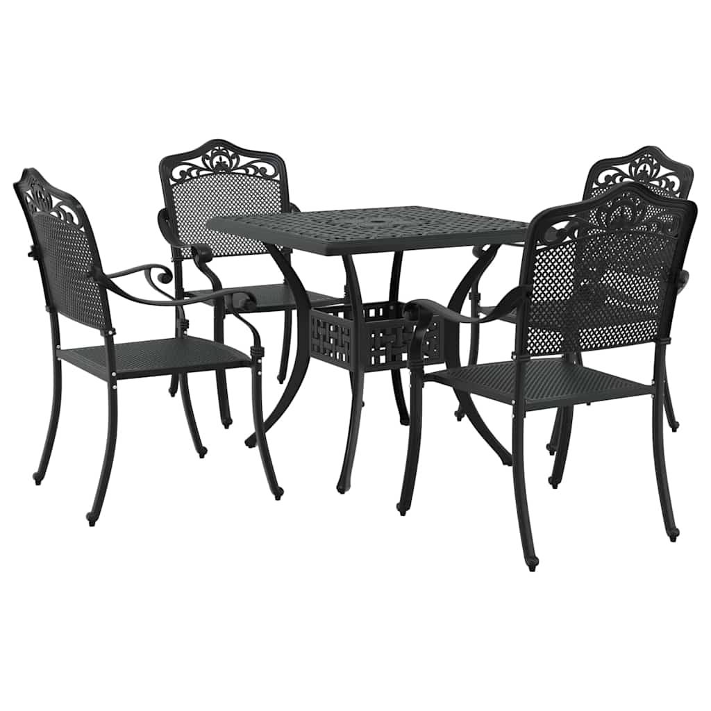 vidaXL Zestaw stołów ogrodowych 5 pcs Czarny Aluminium odlewane
