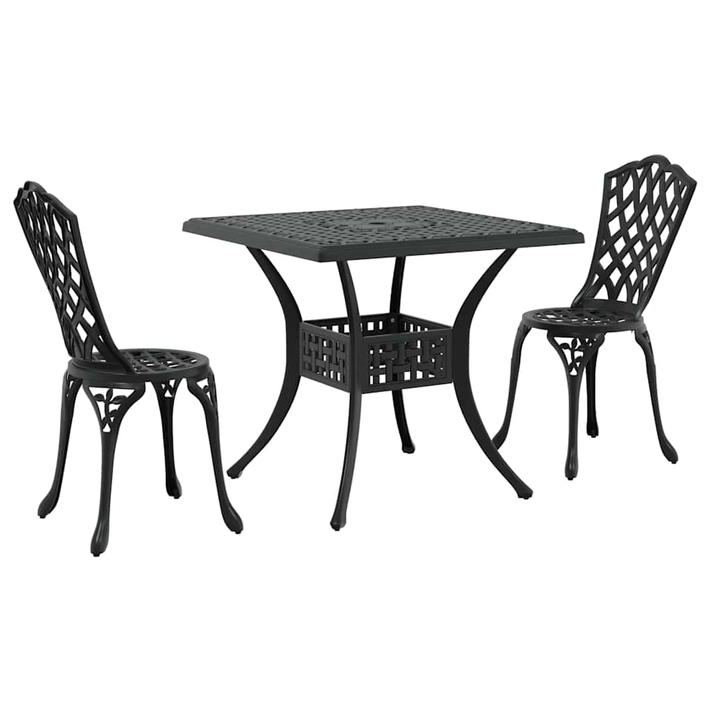 vidaXL Zestaw stołów ogrodowych 3 pcs Czarny Aluminium odlewane