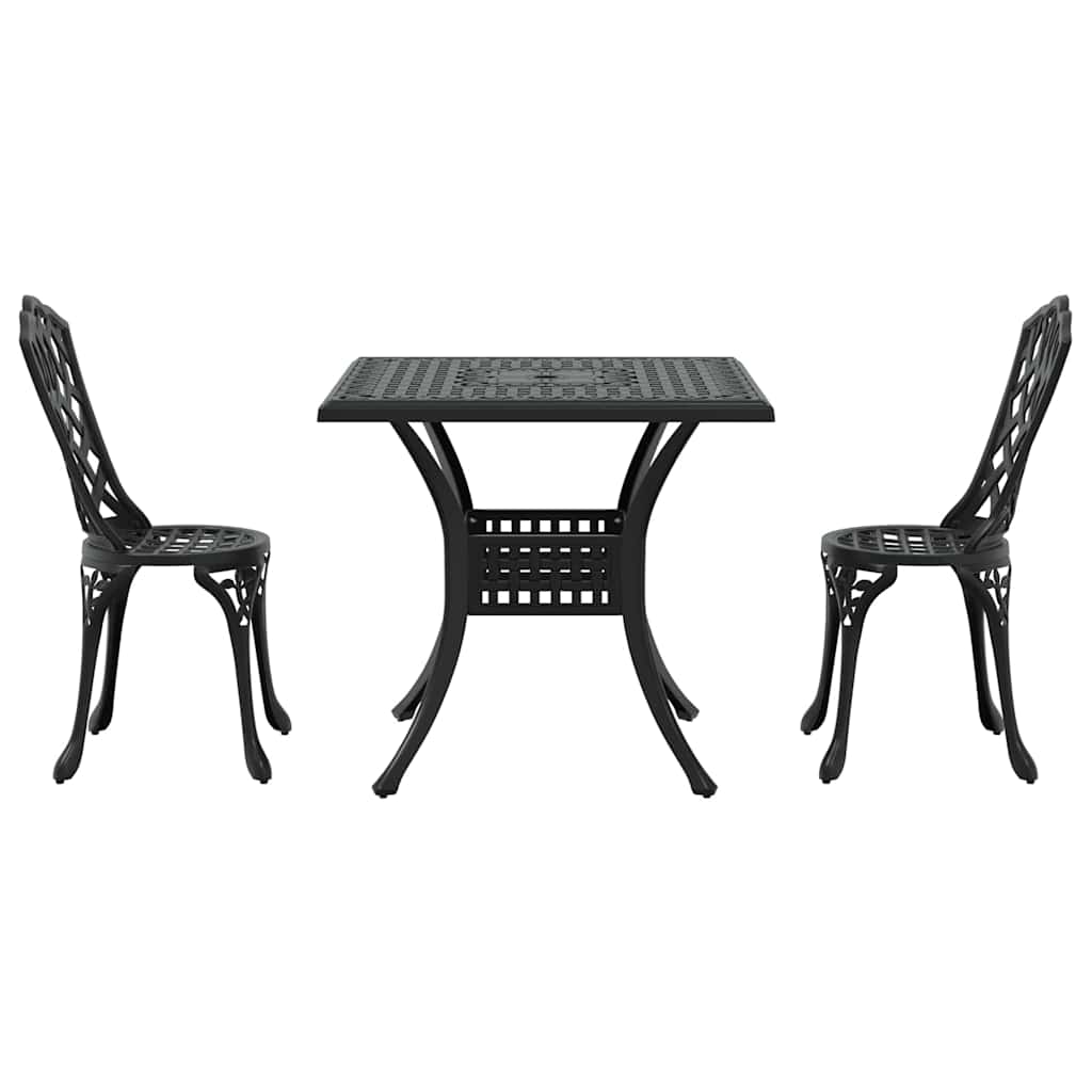 vidaXL Zestaw stołów ogrodowych 3 pcs Czarny Aluminium odlewane