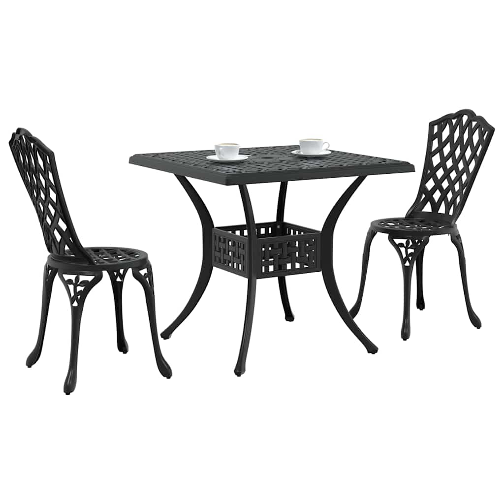 vidaXL Zestaw stołów ogrodowych 3 pcs Czarny Aluminium odlewane