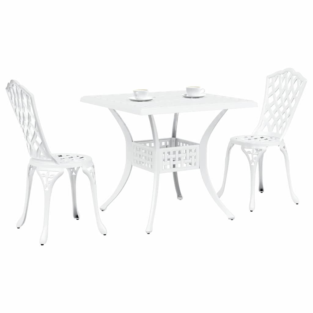 vidaXL Zestaw stołów ogrodowych 3 pcs Biały Aluminium odlewane
