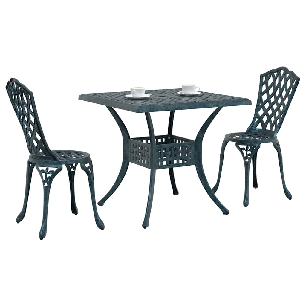 vidaXL Zestaw stołów ogrodowych 3 pcs Zielony Aluminium odlewane