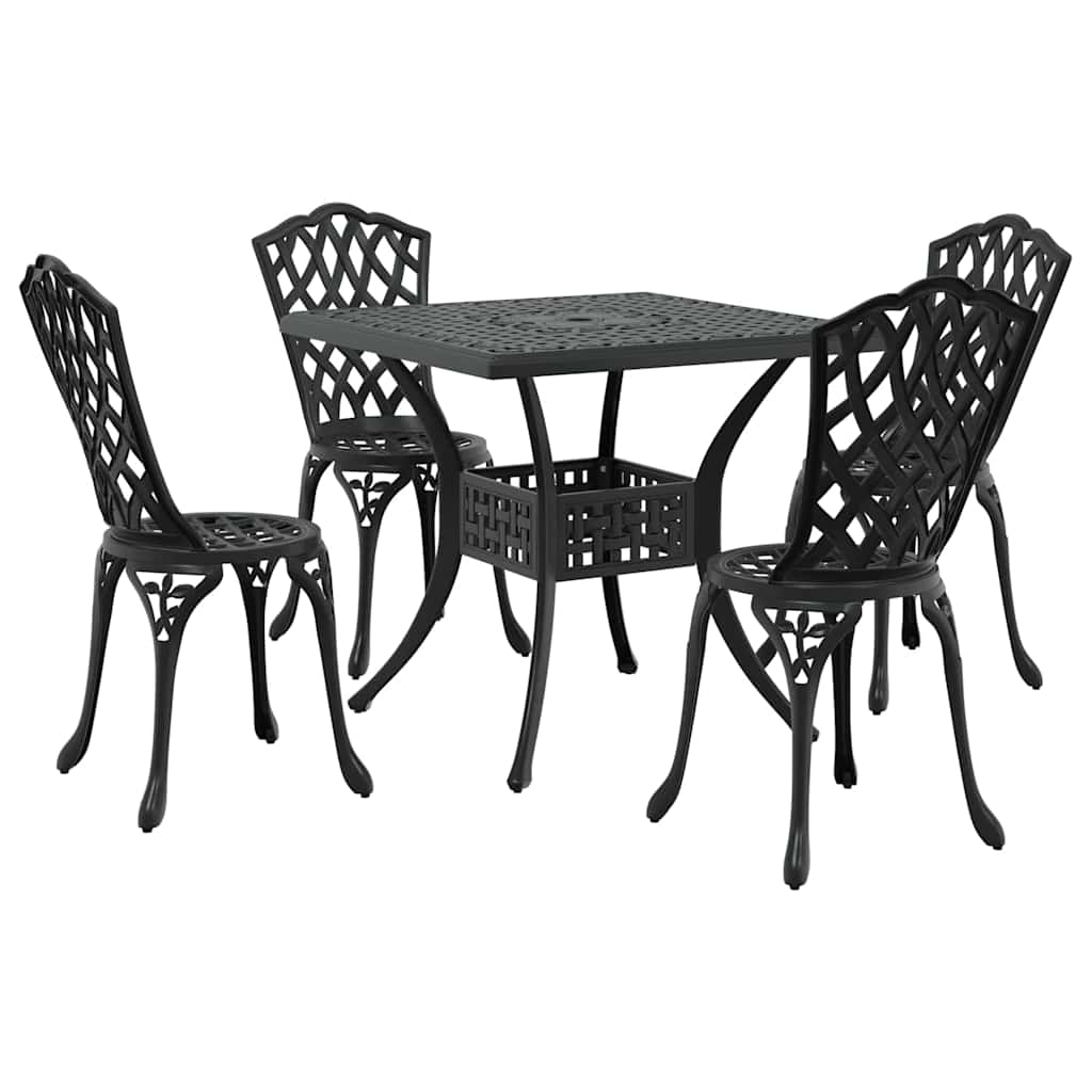vidaXL Zestaw stołów ogrodowych 5 pcs Czarny Aluminium odlewane