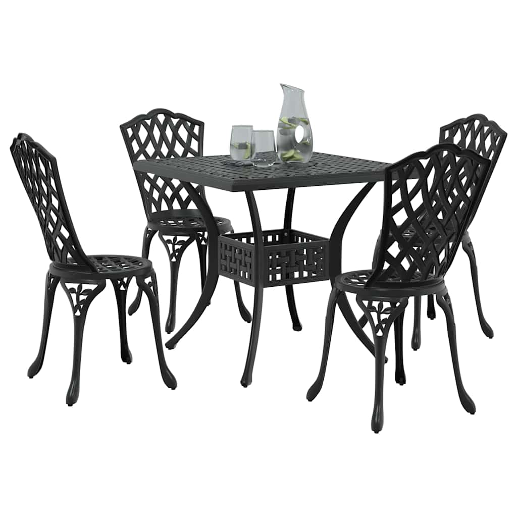 vidaXL Zestaw stołów ogrodowych 5 pcs Czarny Aluminium odlewane