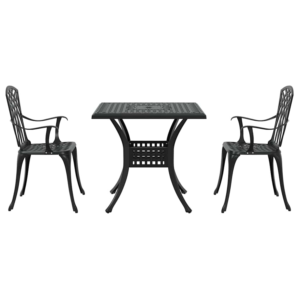 vidaXL Zestaw stołów ogrodowych 3 pcs Czarny Aluminium odlewane
