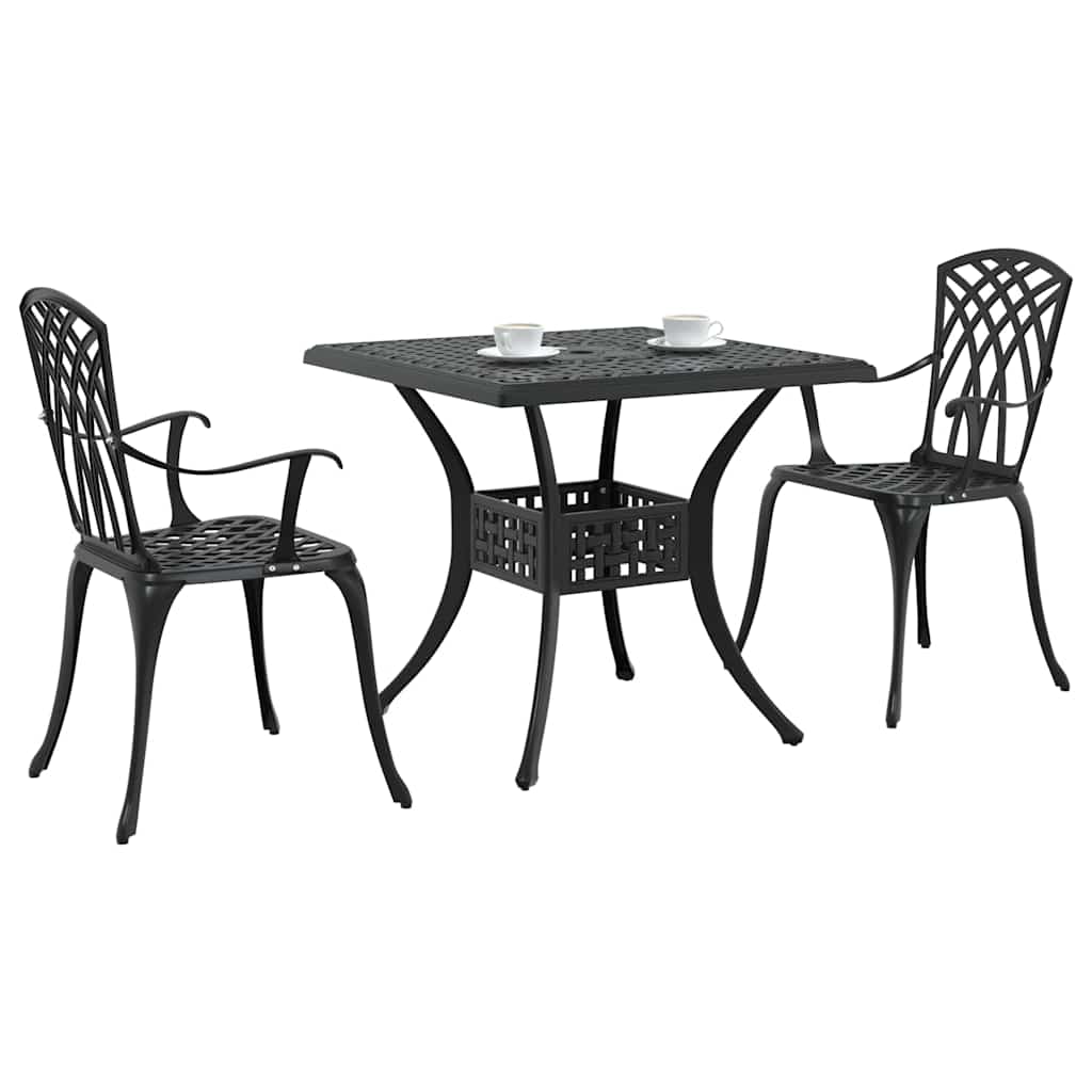 vidaXL Zestaw stołów ogrodowych 3 pcs Czarny Aluminium odlewane