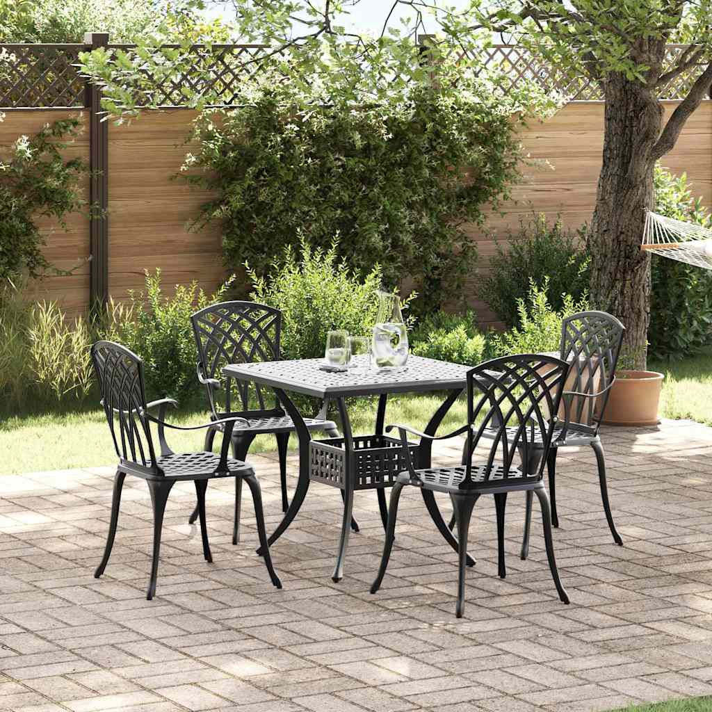 vidaXL Zestaw stołów ogrodowych 5 pcs Czarny Aluminium odlewane
