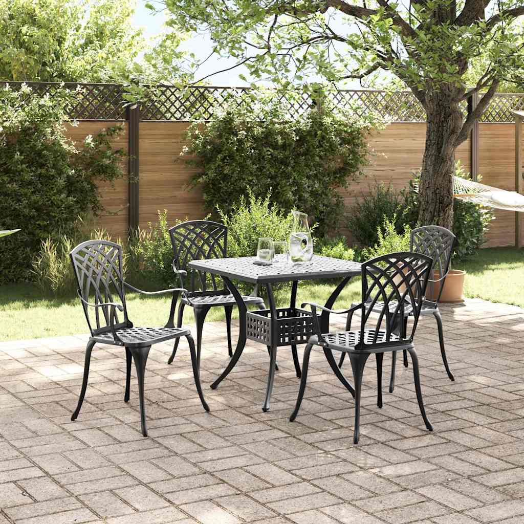 vidaXL Zestaw stołów ogrodowych 5 pcs Czarny Aluminium odlewane