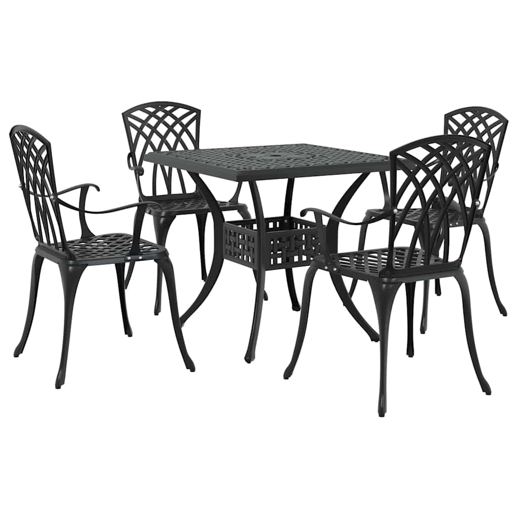 vidaXL Zestaw stołów ogrodowych 5 pcs Czarny Aluminium odlewane