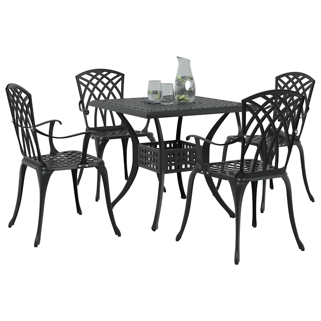vidaXL Zestaw stołów ogrodowych 5 pcs Czarny Aluminium odlewane