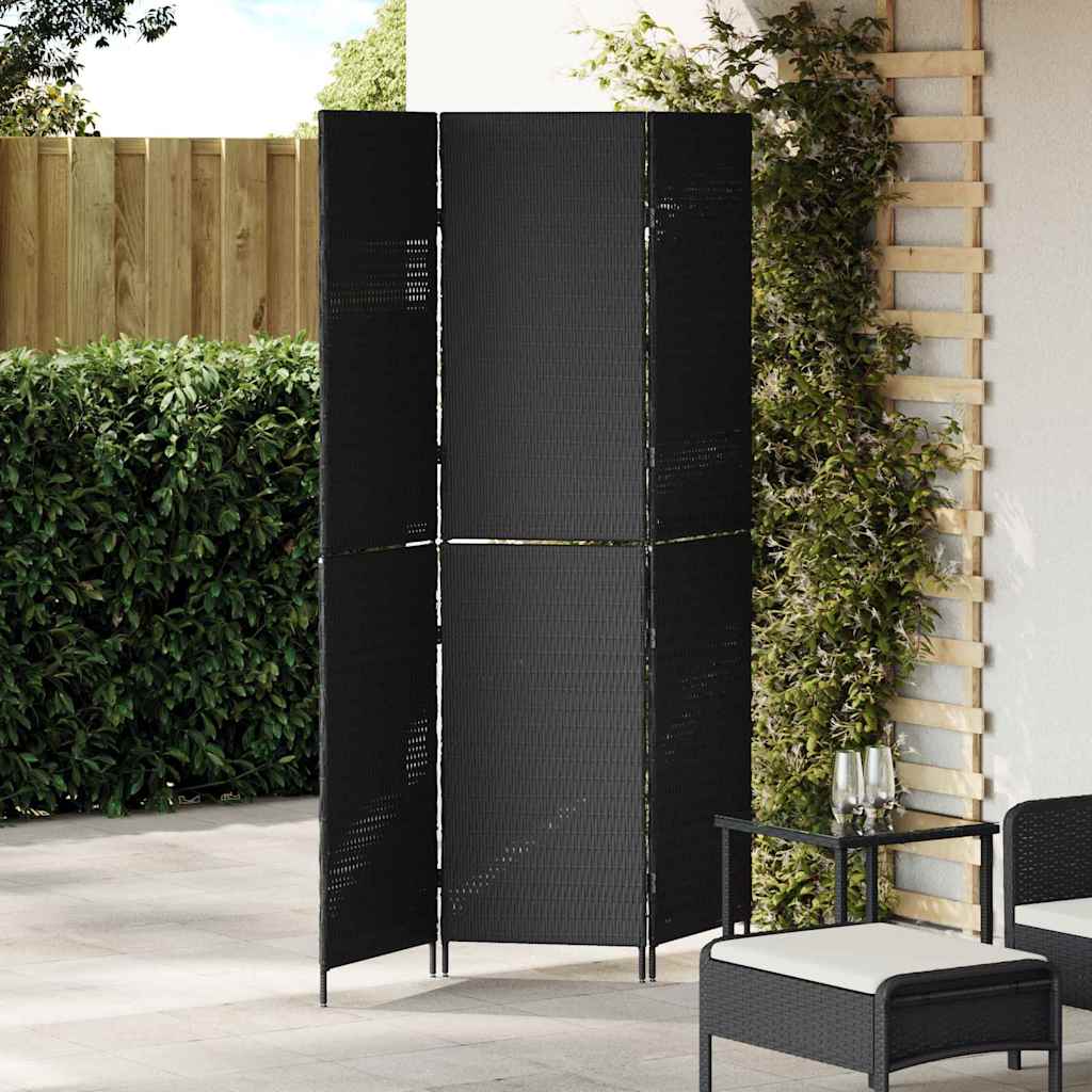 vidaXL Przesłona pokoju Czarny 146 x 180 cm polirattan