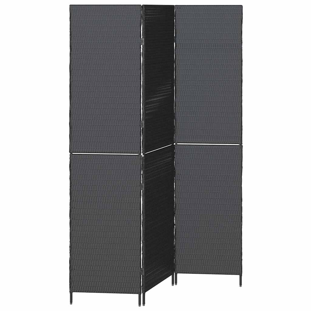 vidaXL Przesłona pokoju Czarny 146 x 180 cm polirattan