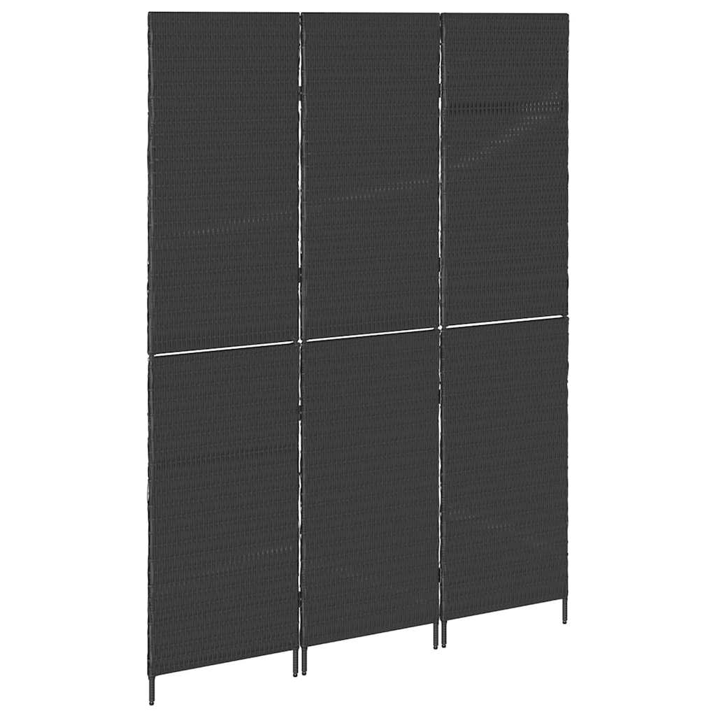 vidaXL Przesłona pokoju Czarny 146 x 180 cm polirattan