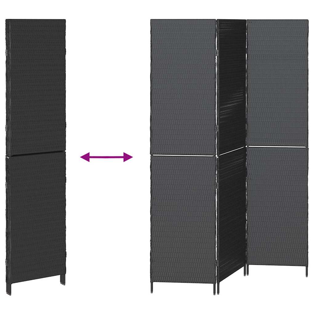 vidaXL Przesłona pokoju Czarny 146 x 180 cm polirattan