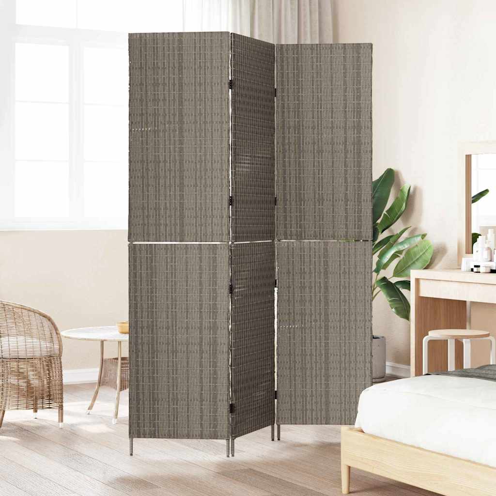 vidaXL Przesłona pokoju Szary 146 x 180 cm polirattan